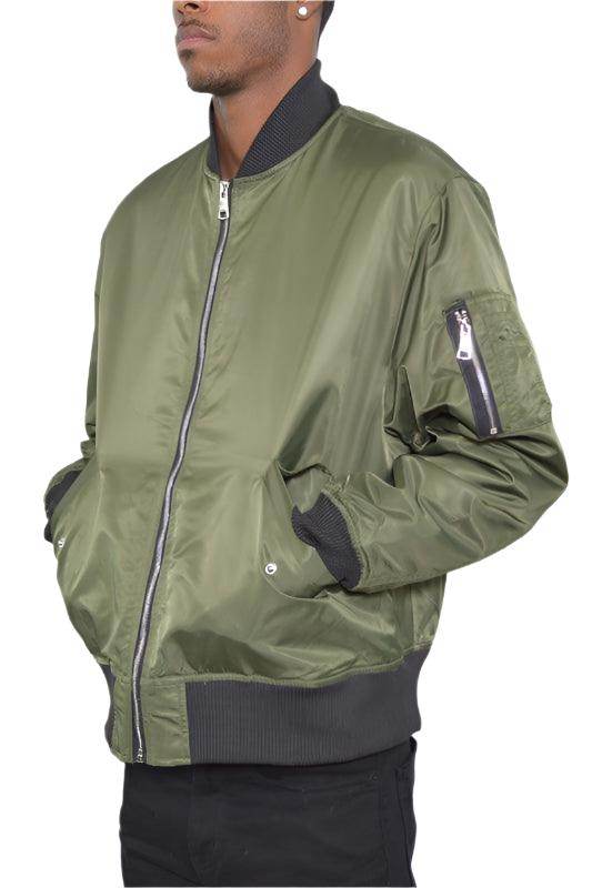 Mens Zipper Sleeve Solid Padded Bomber Jackets - VacationGrabs