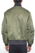 Mens Zipper Sleeve Solid Padded Bomber Jackets - VacationGrabs