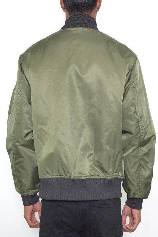 Mens Zipper Sleeve Solid Padded Bomber Jackets - VacationGrabs
