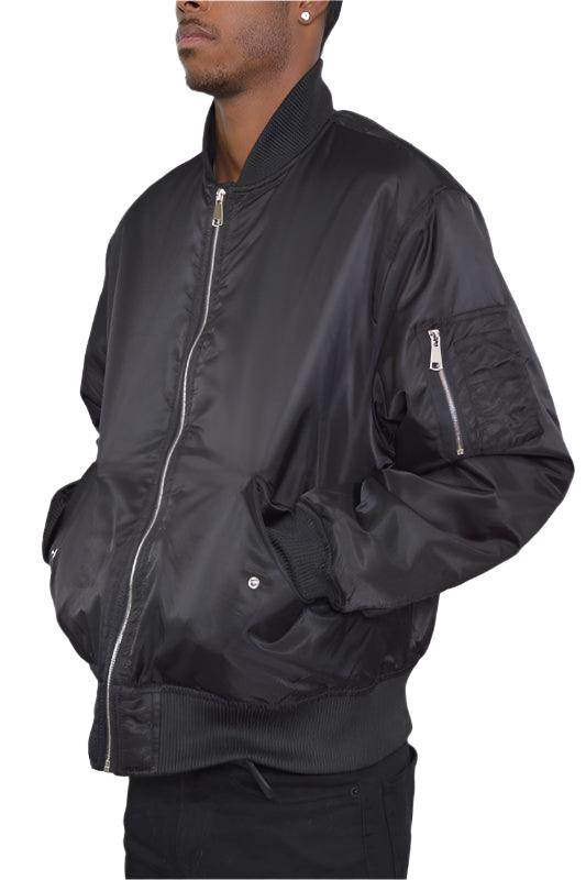 Mens Zipper Sleeve Solid Padded Bomber Jackets - VacationGrabs