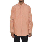WEIV Long Sleeve Menswear Fashion Shirt in Light Orange with Button Closure and Pocket