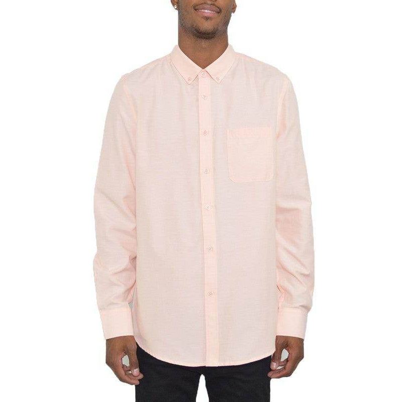 WEIV Long Sleeve Menswear Fashion Shirt in Light Pink with Button Closure and Pocket