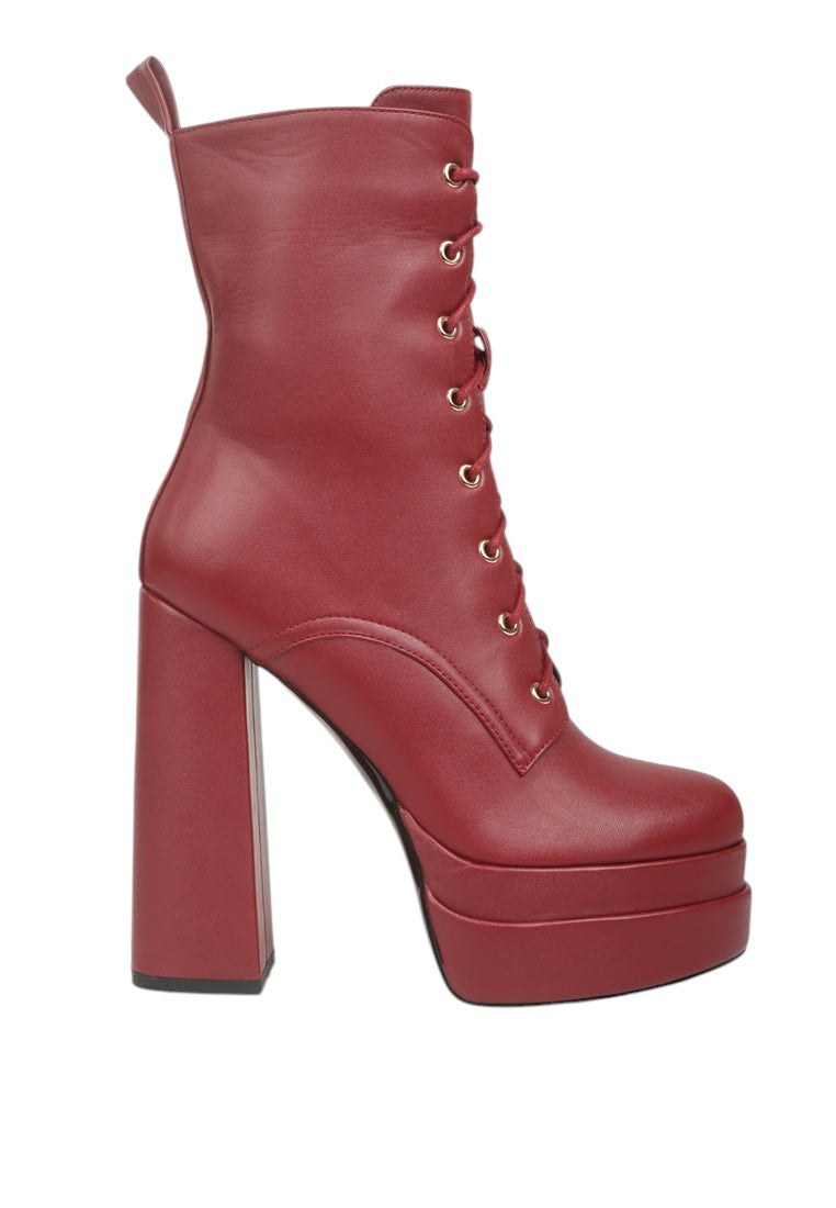 Meows Faux Leather High Heel Platform Ankle Boots