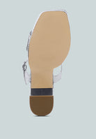 Bottom view of London Rag International merengue textured block heel sandals in stylish design