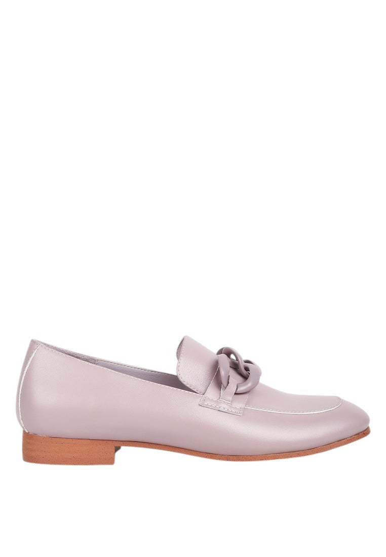 Merva Chunky Chain Leather Loafers