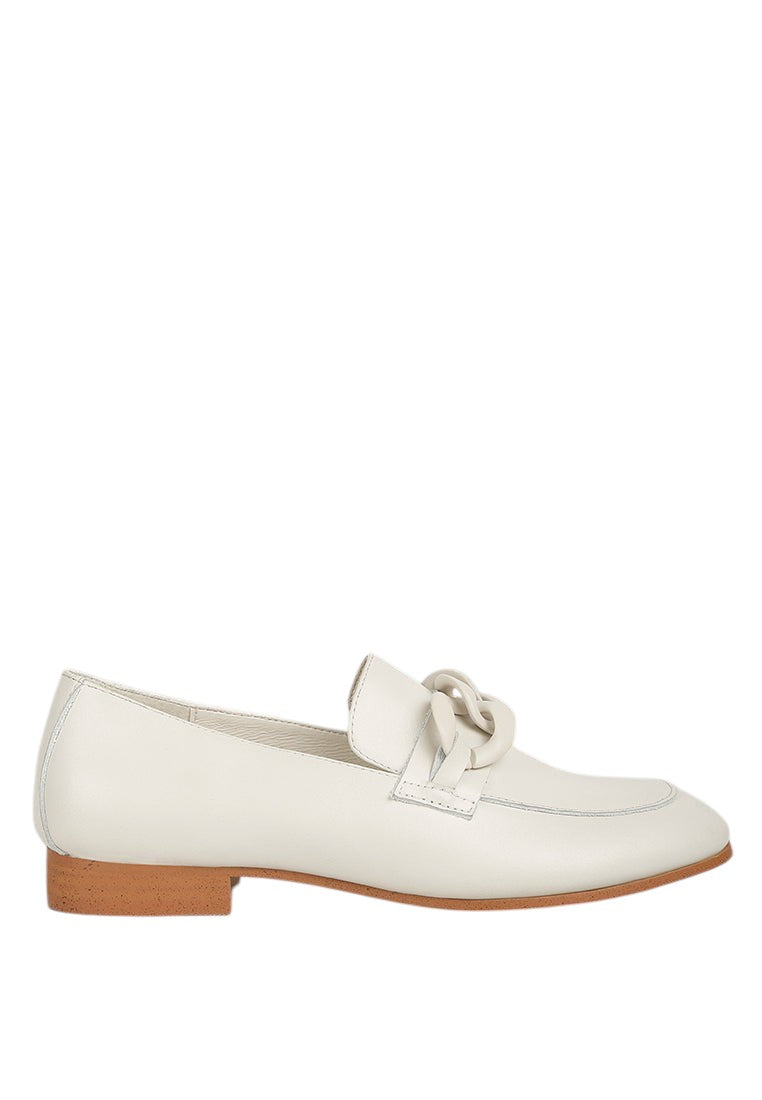 Merva Chunky Chain Leather Loafers