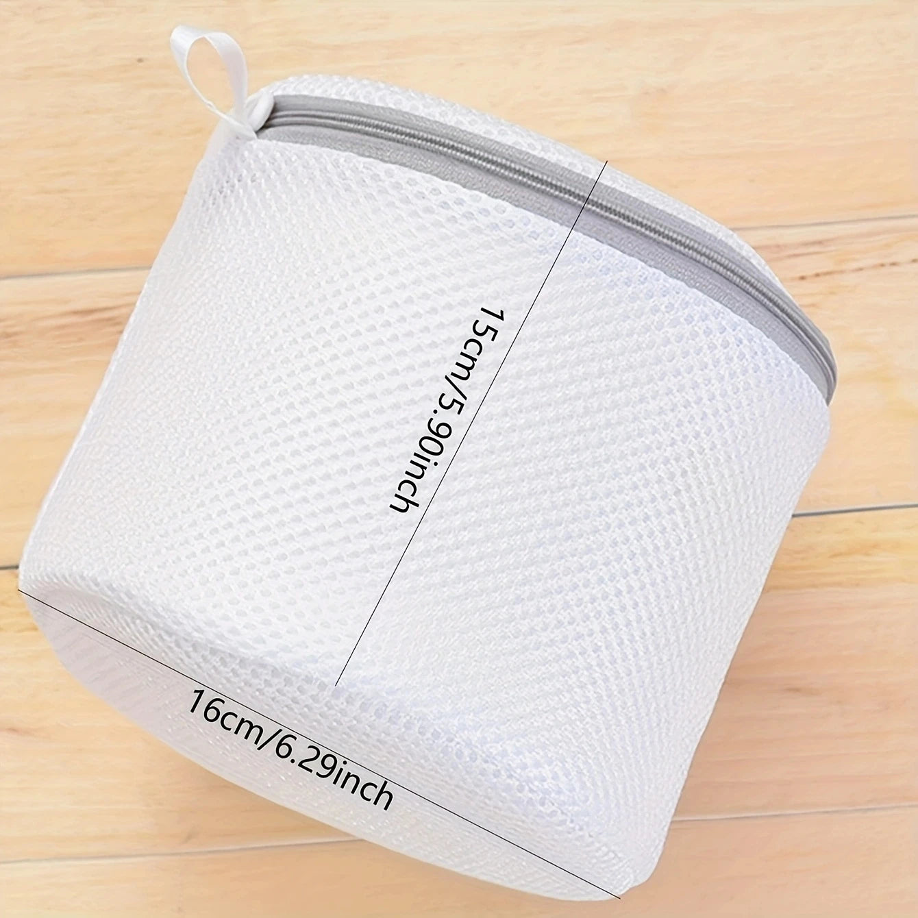 White mesh bag laundry, durable material for washing delicate items
