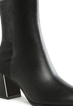 Stylish black mesh detail ankle boots for women with a trendy block heel