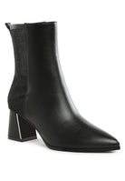 Stylish black mesh detail ankle boots for women with a modern block heel design