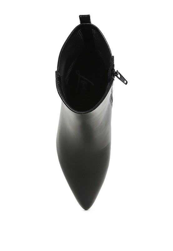 Stylish black mesh detail ankle boots for women with a pointed toe and zipper closure