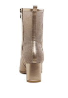 Stylish mesh detail ankle boots for women with a chunky heel and zipper closure