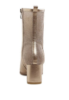 Stylish mesh detail ankle boots for women with a chunky heel and zipper closure