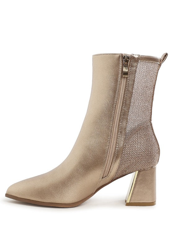 Stylish Rag Company mesh detail ankle boots for women with textured sides and gold accents