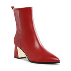 Stylish red mesh detail ankle boots for women with a block heel perfect for chic outfits
