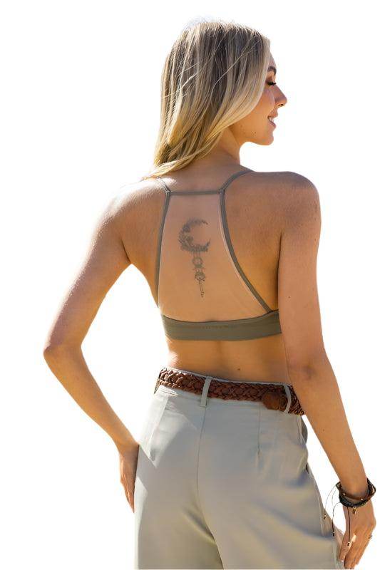 Leto Accessories Women's Cropped Top featuring a stylish Mesh Dream Catcher Bralette for trendy outfits