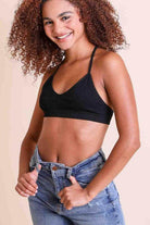 Leto Accessories Women's Cropped Top featuring a Mesh Dream Catcher Bralette design in black
