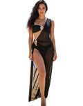 Women's 3PC Mesh Golden Stud Bikini Set with a stylish cover-up for beach outings