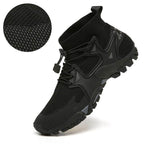 VacationGrabs mesh non-slip walking boots in black with flexible knit design and durable sole