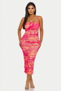 Women's pink mesh on dress, perfect for summer events and parties