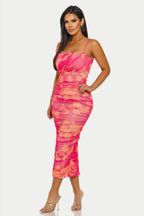 Women's pink mesh on dress for summer parties and events