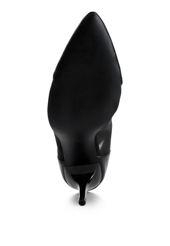 Black mesh pump sandals for women, stylish and elegant for formal events