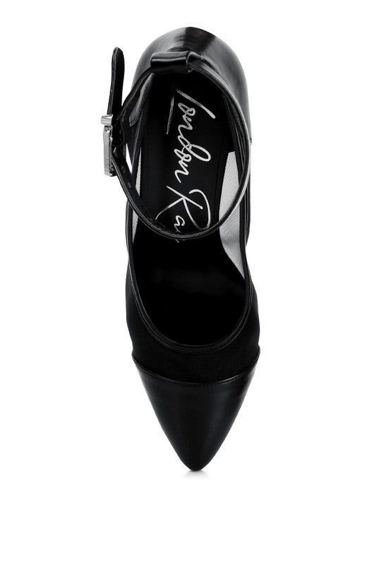 Black mesh pump sandals for women, elegant and versatile