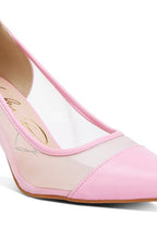 Pink mesh pump sandals for women, perfect for formal occasions