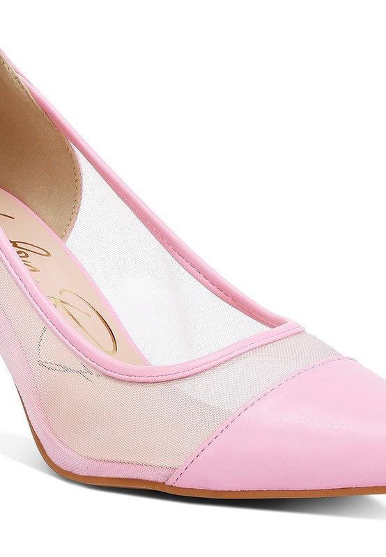 Pink mesh pump sandals for women, perfect for formal occasions