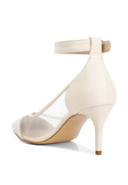 Women's white mesh pump sandals for women with ankle strap