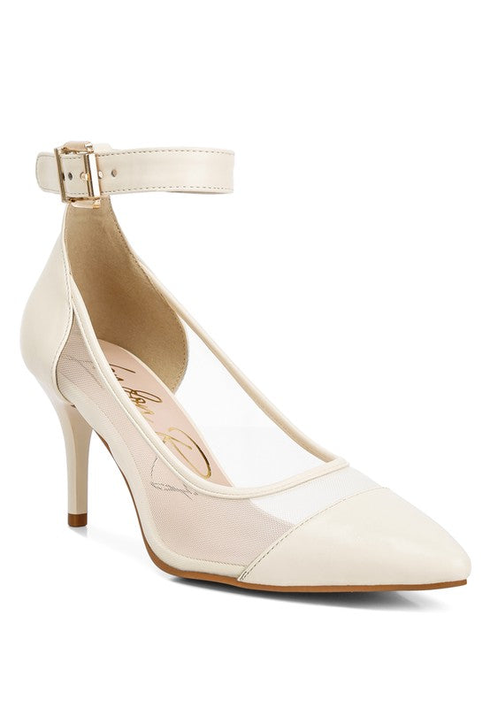Rag Company women's mesh pump sandals for women in cream, perfect for formal occasions
