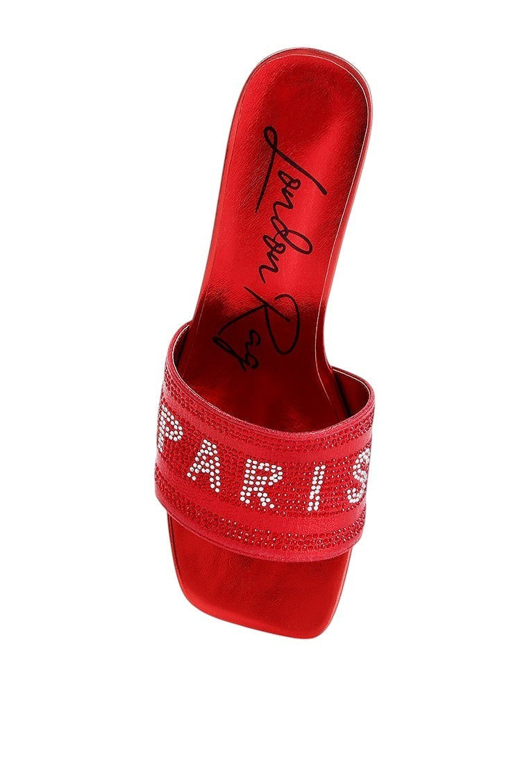 Messels Rhinestone Embellished Paris Sandals