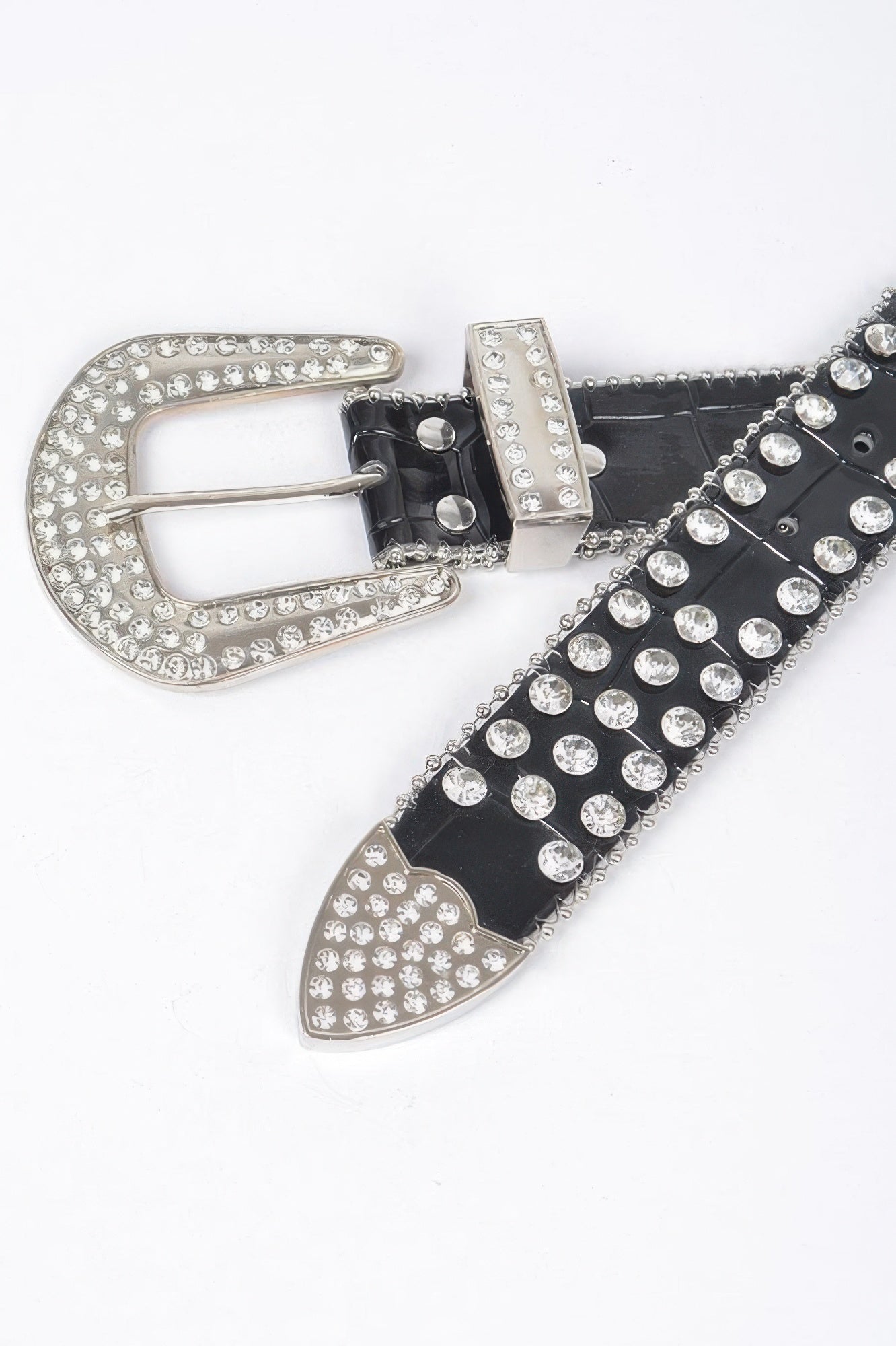 Metal studded fashion belt by VacationGrabs featuring a glamorous buckle and embellished detailing
