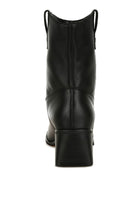 Black ankle boots with metallic accent from Rag Company featuring a stylish block heel