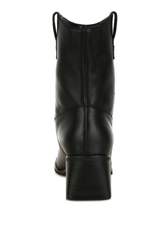 Black ankle boots with metallic accent from Rag Company featuring a stylish block heel