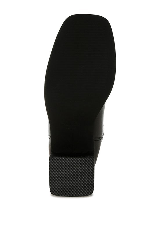 Sole view of Rag Company women's ankle boots with metallic accent black boots for stylish comfort
