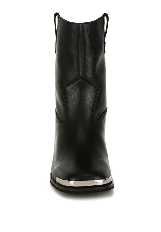 Rag Company metallic accent black boots featuring a sleek design and stylish silver toe detail