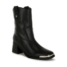 Rag Company black ankle boots with metallic accent, featuring a stylish block heel