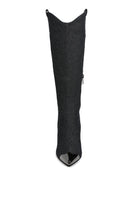 Rag Company metallic cap toe denim boots with a sleek design and stylish high shaft