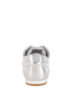 Women's metallic faux leather sneakers with a sleek silver design