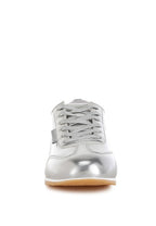 Women's metallic faux leather sneakers in silver for casual wear