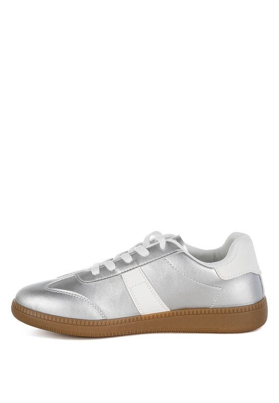 Rag Company metallic lace-up sneakers in silver for casual wear