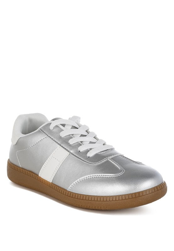 Rag Company metallic lace-up sneakers in silver, ideal for casual wear