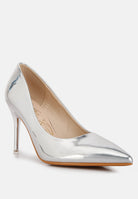 London Rag International metallic patent leather pumps with a sleek pointed toe and elegant high heel