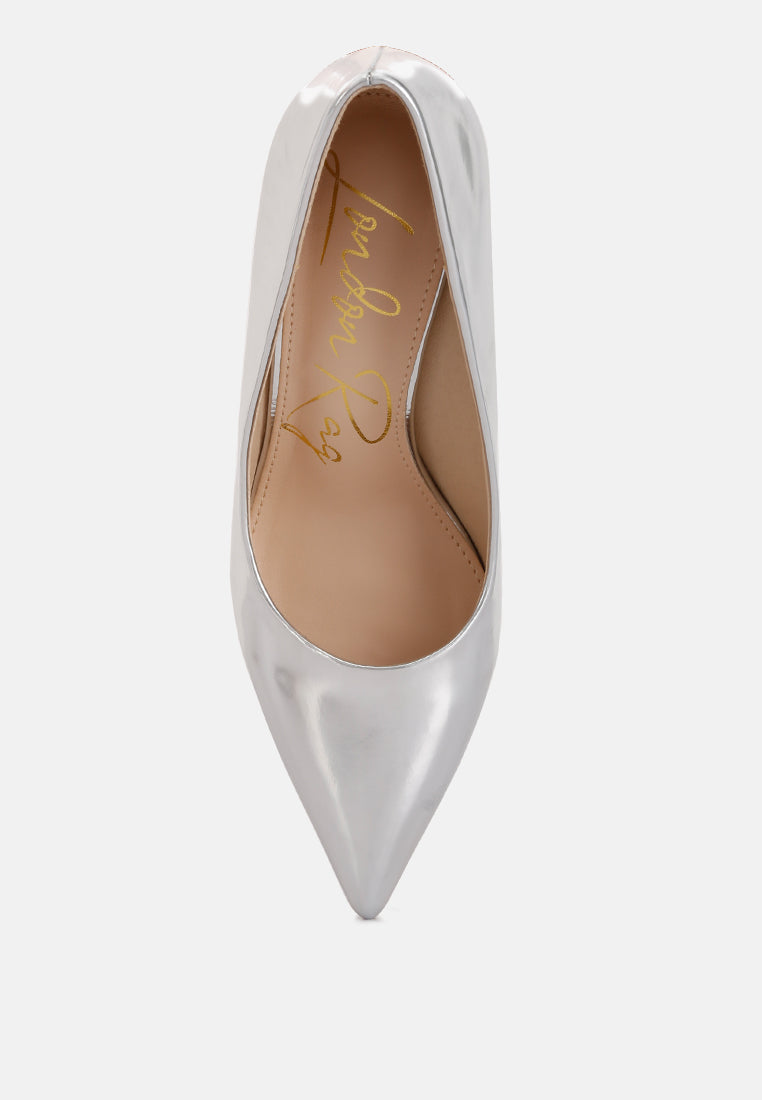 London Rag International metallic patent leather pumps with a sleek pointed toe design