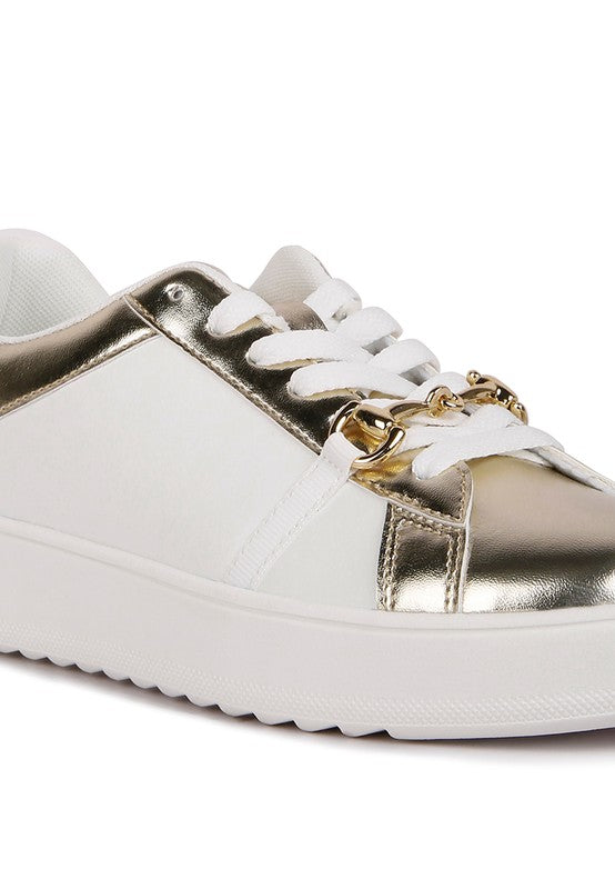 Rag Company metallic sneakers for women, white and gold, casual wear