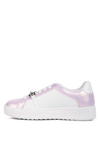 Women's metallic sneakers for women in pink and white, stylish and comfortable