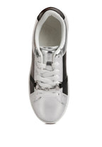 Women's metallic sneakers for women with silver accents and casual style