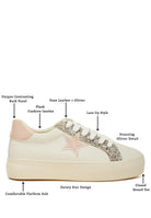 Women's metallic star glitter sneakers with plush insoles and dainty design