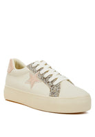 women's metallic star glitter sneakers, stylish casual footwear
