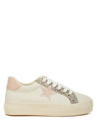 Women's metallic star glitter sneakers with pink accents for a stylish look